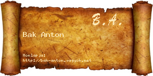 Bak Anton névjegykártya